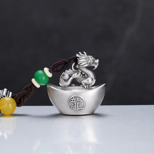 子佩集【祥瑞福辏】S999银钥匙扣【BX0280959】十二生肖元宝原创作品招财进宝可转动2509 商品图3