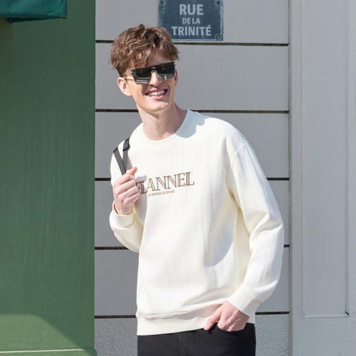 半身缘男装 春季舒适宽松廓形圆领经典字母卫衣261212P04510210 商品图1