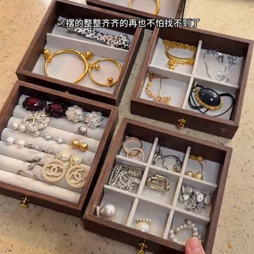 【SWEET&COCO 胡桃木色 五层首饰收纳盒 】13*13*19cm 收拾收纳整整齐齐 5层大容量 可拆卸隔层 商品图2