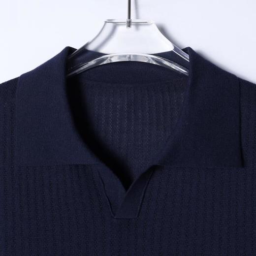 SDSA男装2026新款高贵轻奢简约纯色肌理海鸥领短袖T恤百搭休闲 商品图1