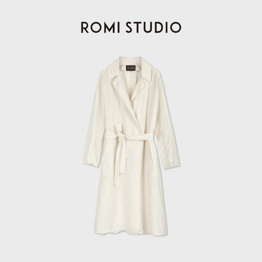 ROMI STUDIO桑蚕丝亚麻轻量感无扣收腰风衣RWCSWG7498 商品图1