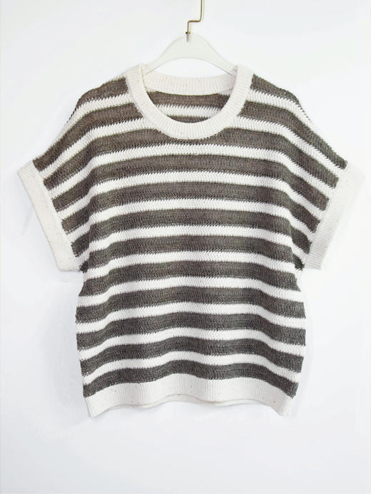 航海假日·亚麻条纹连肩袖针织套衫 商品图4