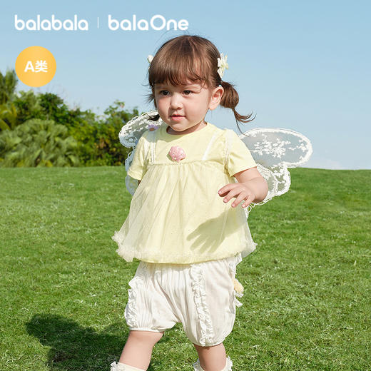 【balaOne】巴拉巴拉宝宝裙子婴儿连衣裙网纱裙2026款假两件时髦 商品图2