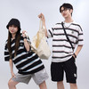 【新品上新】HX 夏季圆领短袖宽松T恤情侣款条纹C102520124101/02 商品缩略图2