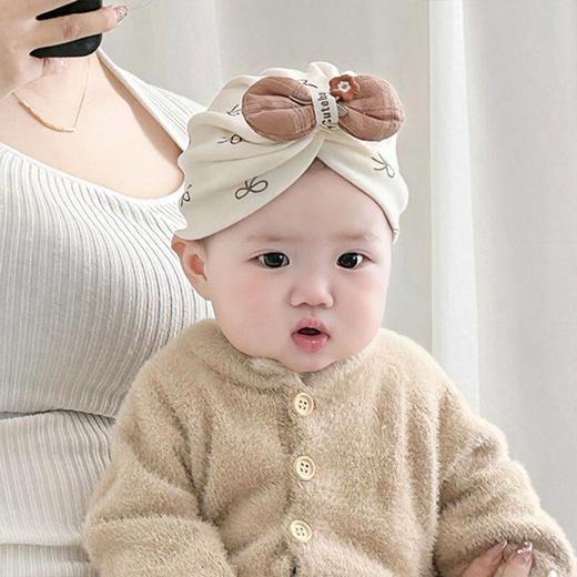 婴儿帽子春秋款小月龄胎帽新生婴幼儿头巾帽纯棉女宝宝护耳印度帽 商品图2