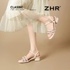 ZHR银色粗跟凉鞋通勤时装凉鞋夏季新款一字带高跟凉鞋ins水钻凉鞋 商品缩略图7