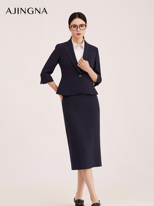 【商场同款】阿菁娜春季新款戗驳领西装真丝质感柔滑修饰窄肩溜肩穿出舒展肩颈线A31C108050 商品图2