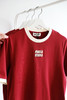 宫廷复古红tee，胸口小标刺绣。显白亲肤棉圆领撞色t恤女E031758 商品缩略图4