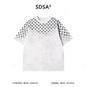SDSA男装2026新款高贵轻奢潮牌时尚渐变印花圆领短袖T恤痞帅百搭