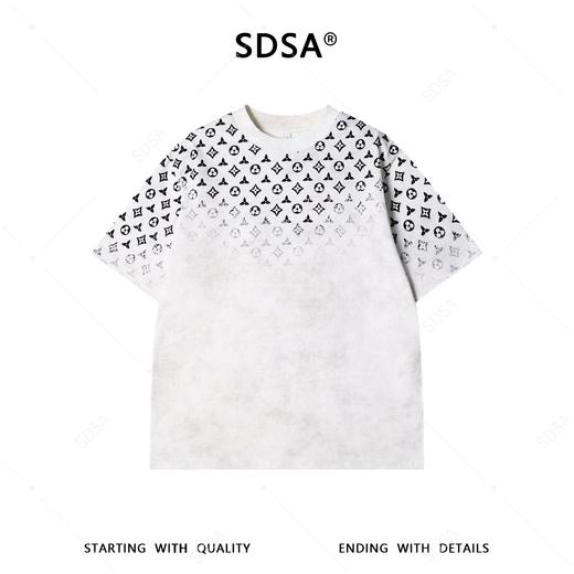 SDSA男装2026新款高贵轻奢潮牌时尚渐变印花圆领短袖T恤痞帅百搭 商品图0