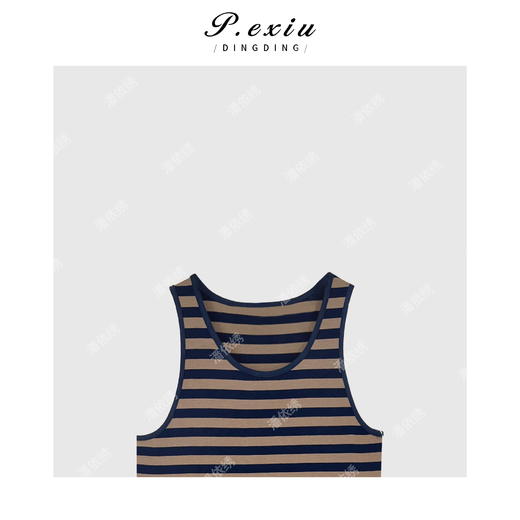 03-4潘依绣丁丁宠粉韩系极简工字背心圆领连衣裙Q6816 商品图2