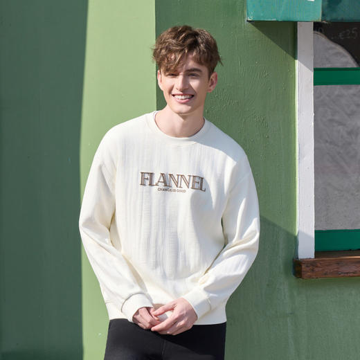 半身缘男装 春季舒适宽松廓形圆领经典字母卫衣261212P04510210 商品图3