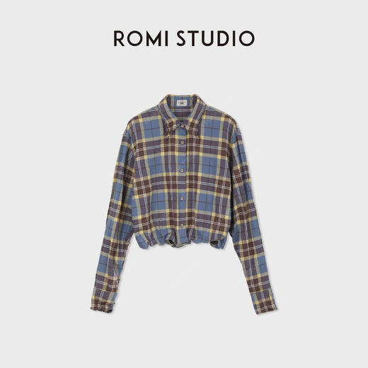 ROMI STUDIO进口色织棉格子铝丝可定型宽松长袖衬衫RWDSSY2463 商品图0