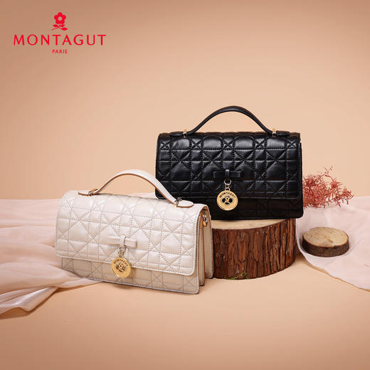 梦特娇女士时尚休闲菱格包真皮斜挎包矜贵羊皮手提包可爱风单肩包 商品图14