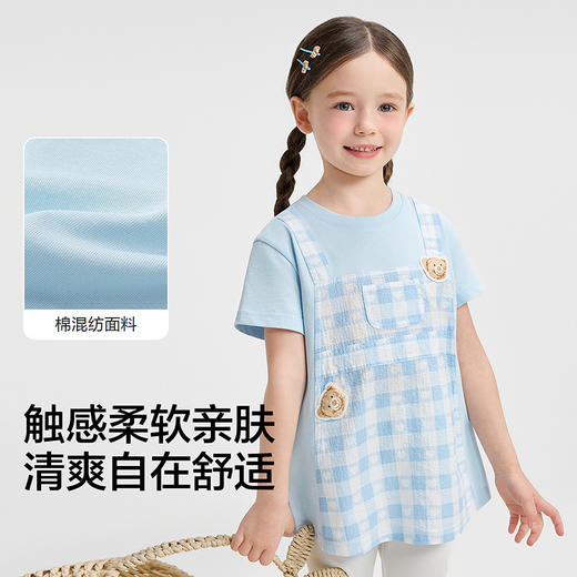 【balaOne】巴拉巴拉童装宝宝短袖t恤女童2026新款夏装假两件上衣 商品图3