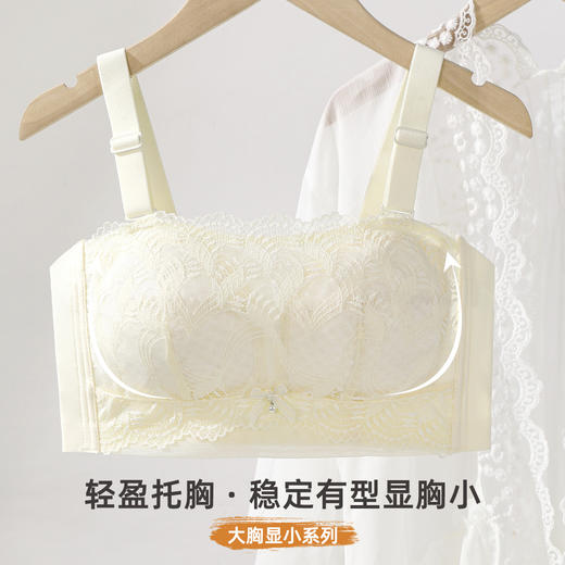 雅黛俪女士内衣大胸显小显瘦轻薄透气蕾丝可拆卸肩带抹胸式文胸春夏新款胸罩 商品图2