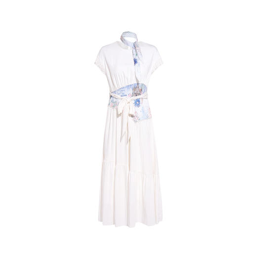 两三事梵高文艺微光恋曲2026春新款可拆领带印花假腰封拼接连衣裙 商品图4