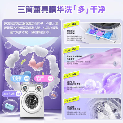 美的（Midea）可爱多滚筒洗衣机全自动 带烘干洗烘一体 11KG三筒内衣洗 三桶年度机皇MD11DDEX 商品图5