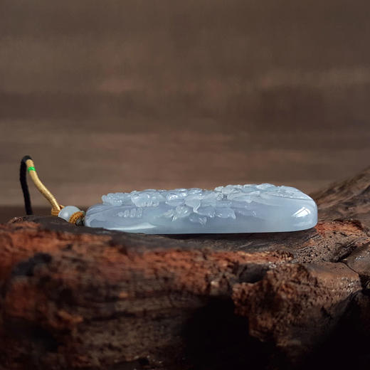 【天然正品】A货翡翠天然细腻糯冰种紫罗兰雕山水财神（招财纳福）平安无事牌翡翠吊坠项链71.2*43.9*10.7MM（皆取最大值）131125AH20 商品图7