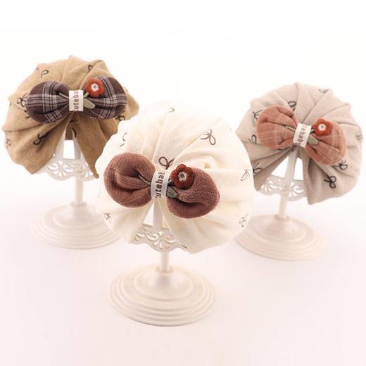 婴儿帽子春秋款小月龄胎帽新生婴幼儿头巾帽纯棉女宝宝护耳印度帽 商品图3