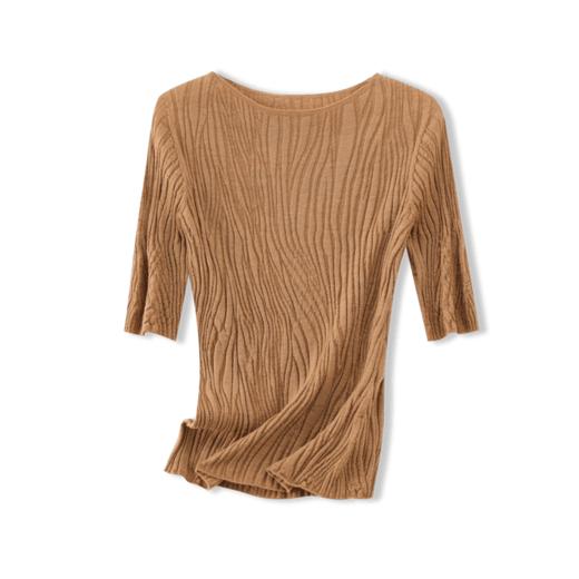 一字领五分袖水波纹60支扬子纱针织衫 BC26011 商品图2