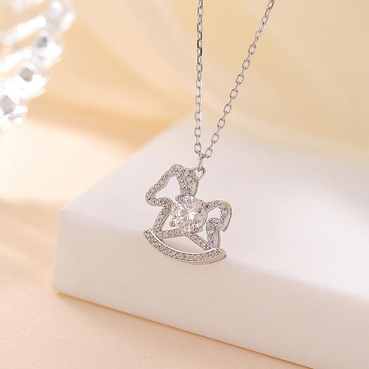 【马上喜乐】S925纯银莫桑钻生肖马小马套链【CW-XL00933】 商品图1