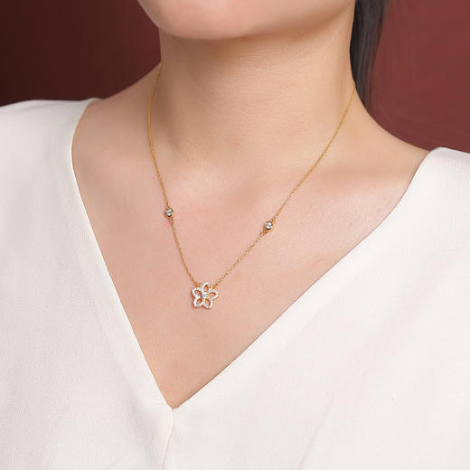 【桃花缘】S925纯银镀金桃花吊坠项链套链【CW-XL00579】 商品图3