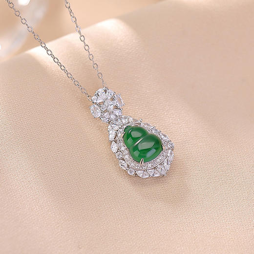 【福禄岁岁】S925纯银绿翡翠福禄葫芦镶嵌吊坠【CW-DZ07110】 商品图2