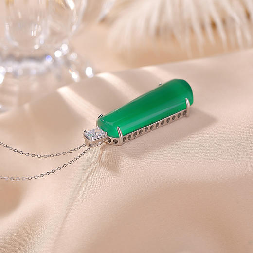 【清欢无事】S925纯银绿玉髓几何形无事牌吊坠【CW-DZ07200】 商品图2