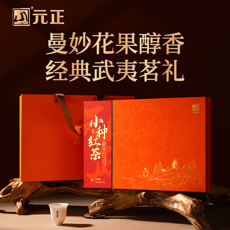 元正 茶票小种礼盒装 特级武夷山小种红茶自饮口粮茶叶送礼长辈200g
