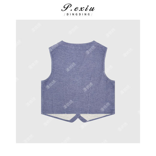 03-4潘依绣丁丁宠粉韩系撞色无袖V领马甲Q93105 商品图1