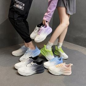 【幻彩渐变色男女款飞织鞋】一体飞织透气不闷脚 | 厚底增高显腿长 男女同款CP感拉满  减震软底久走不累 潮流渐变配色