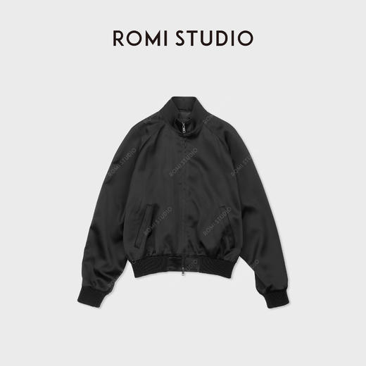 ROMI STUDIO“三醋酸”哑光柔滑棒球领复古休闲拉链外套RWCWWG5343 商品图1
