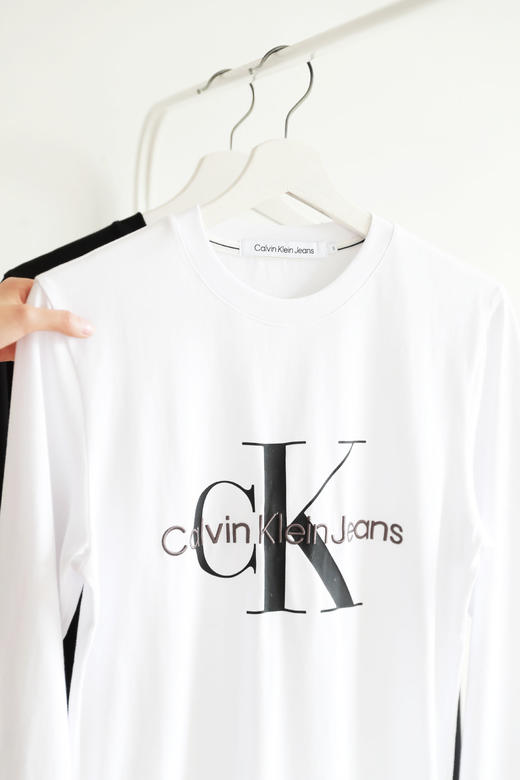 氛围感长袖tee，胸口字母刺绣。基础圆领长袖全棉套头上衣E031766 商品图4