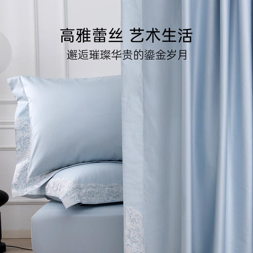 2026年新款雅芳婷100S埃及长绒棉四件套轻奢全棉蕾丝被套床笠套件 商品图4