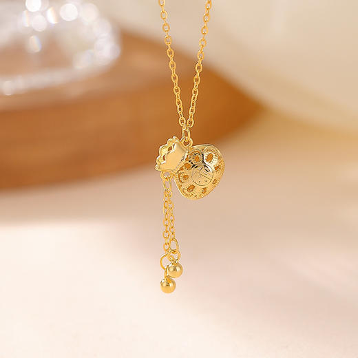 【福伴朝夕】S925纯银镀金福袋福字套链【CW-XL00586】 商品图1