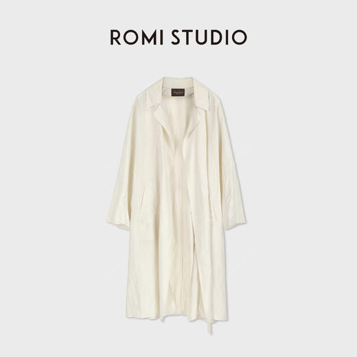 ROMI STUDIO桑蚕丝亚麻轻量感无扣收腰风衣RWCSWG7498 商品图0
