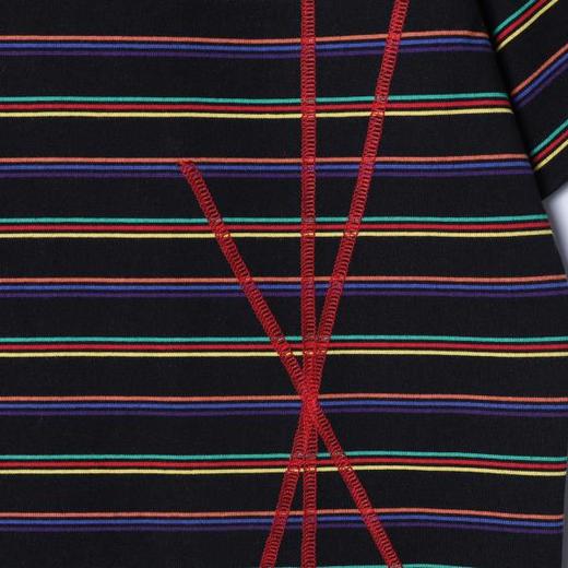 SDSA男装2026新款高贵轻奢美式复古撞色条纹短袖T恤明线设计休闲 商品图2