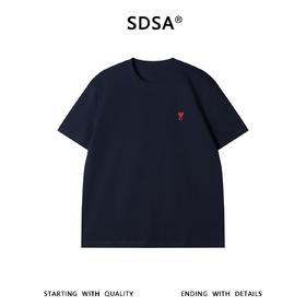 SDSA男装2026新款高贵轻奢韩系撞色爱心刺绣圆领短袖T恤百搭时尚