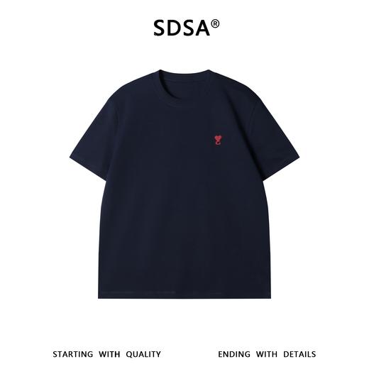 SDSA男装2026新款高贵轻奢韩系撞色爱心刺绣圆领短袖T恤百搭时尚 商品图0