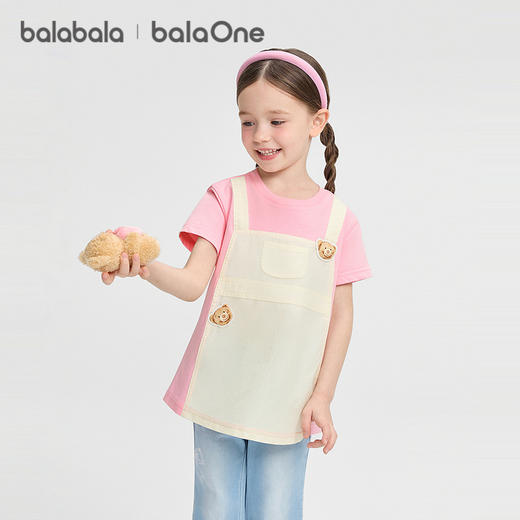 【balaOne】巴拉巴拉童装宝宝短袖t恤女童2026新款夏装假两件上衣 商品图2