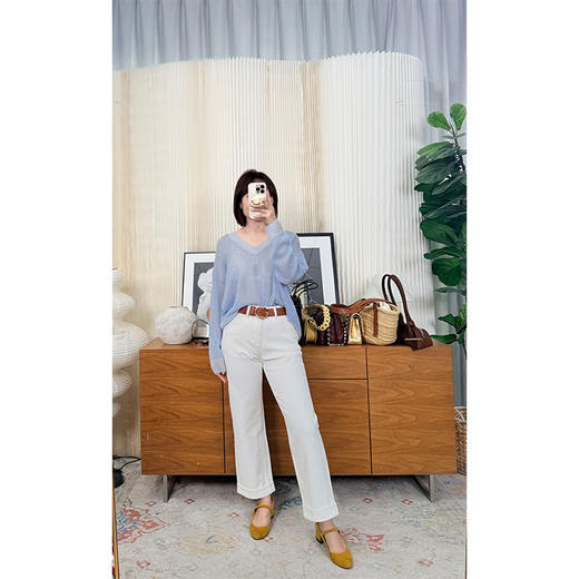 【贝拉推荐】本心之作 四面弹直筒九分牛仔裤 小个子闭眼冲的本心之作 双侧缝工艺 裤脚翻边 显瘦显腿直 商品图3