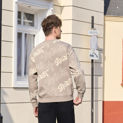 半身缘男装 春季休闲舒适宽松廓形涂鸦印花卫衣261212P04510209 商品图4