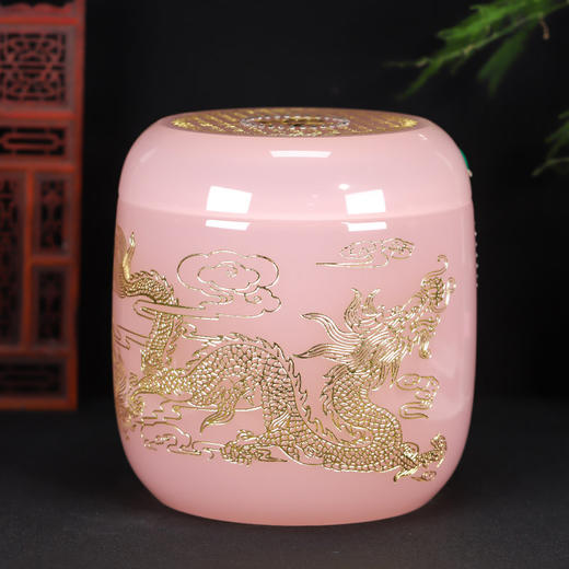 殡葬用品粉琉璃骨灰坛龙凤骨灰桶骨灰坛18*20cm 商品图1