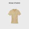 ROMI STUDIO“文艺复古”100%高支羊毛坑条Polo短袖毛衫 RWDSS62245 商品缩略图2