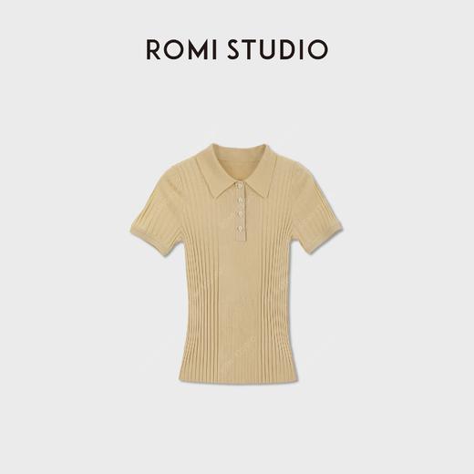 ROMI STUDIO“文艺复古”100%高支羊毛坑条Polo短袖毛衫 RWDSS62245 商品图2