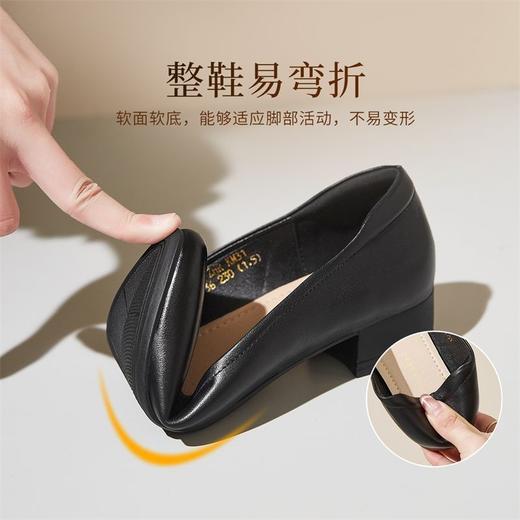 ZHR真皮粗跟单鞋女鞋2025新款轻便女士平底鞋软底一脚蹬浅口女鞋 商品图3