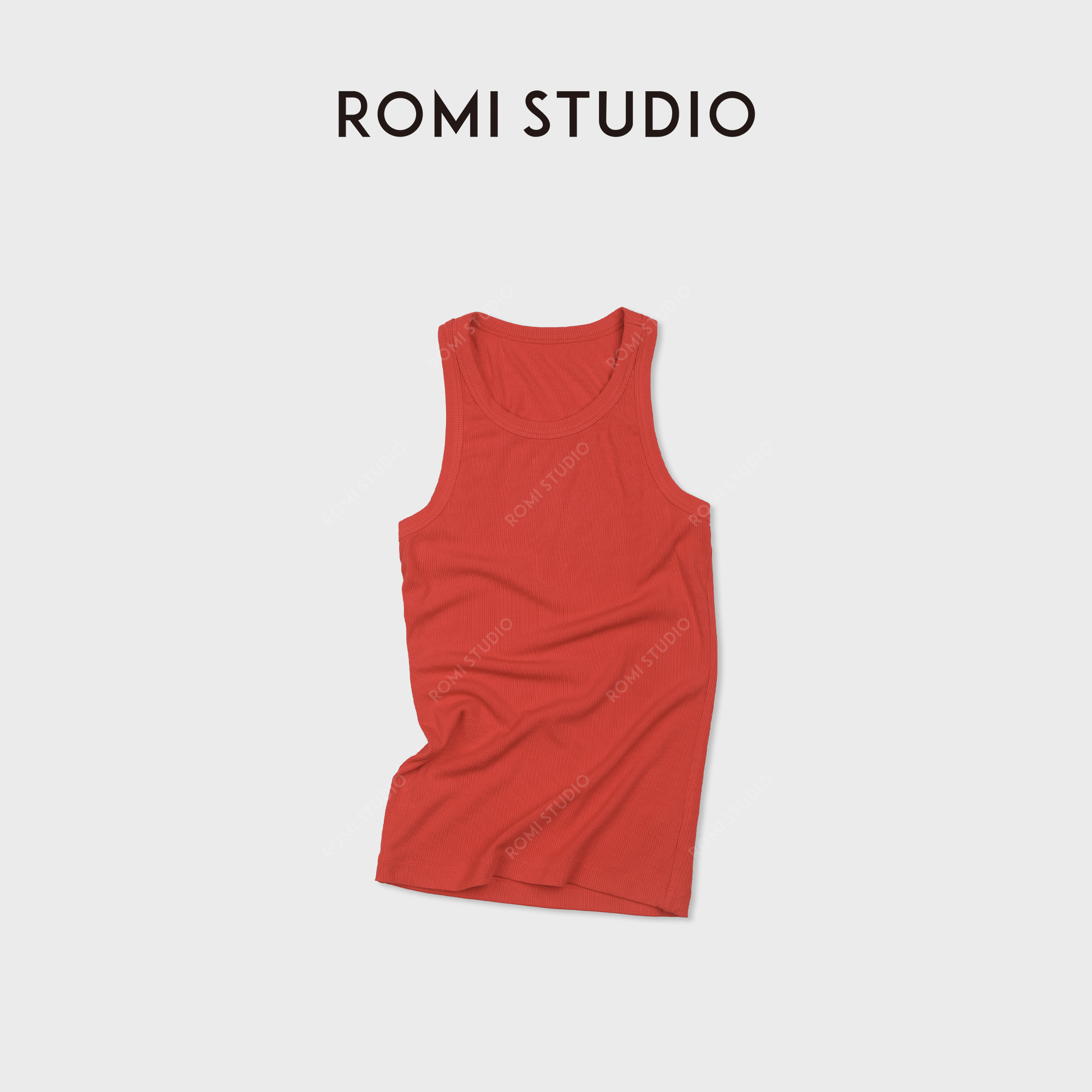 ROMI STUDIO"简约复古"经典坑条纹轻薄无袖圆领背心 RWDSS61954