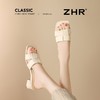 ZHR则则粗跟一字拖鞋女2025新款夏季外穿方头配裙子法式时尚拖鞋 商品缩略图6