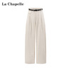 天猫同步【莱赛尔+棉】拉夏贝尔/La Chapelle一粒扣休闲裤女高腰腰带时尚宽松垂感直筒长裤 商品缩略图0
